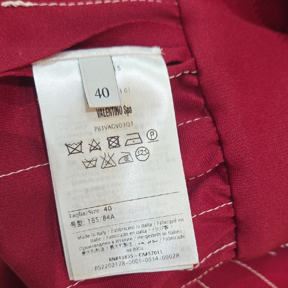 Valentino Red With White Stitching Jersey Hooded Midi Dress, Size 4, NWT - Picture 11 of 15